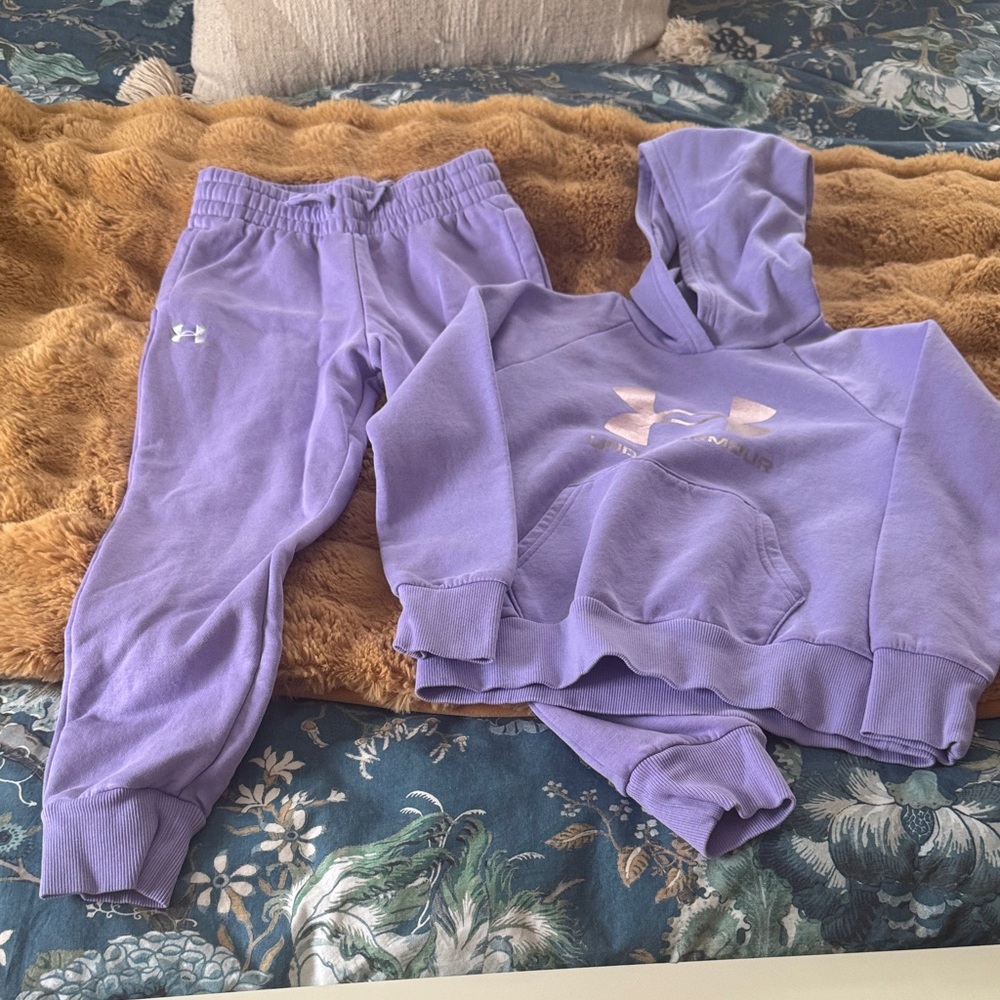 Under Armour Kids Purple Jogger and Hoodie Set